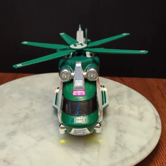 2012 Hess Green and White Helicopter and Rescue Toy - Picture 3 of 14